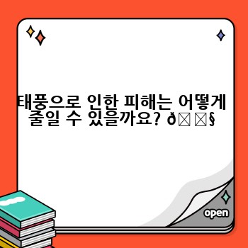 태풍으로 인한 피해는 어떻게 줄일 수 있을까요? 🚧