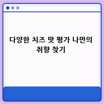 다양한 치즈 맛 평가 나만의 취향 찾기