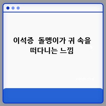 이석증  돌멩이가 귀 속을 떠다니는 느낌