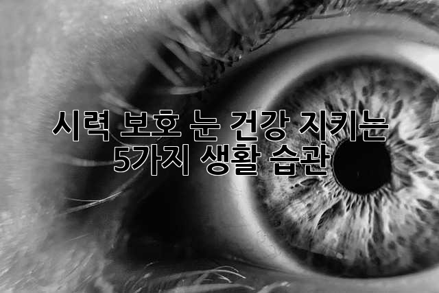 시력 보호: 눈 건강 지키는 5가지 생활 습관