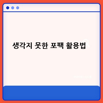 생각지 못한 포팩 활용법 
