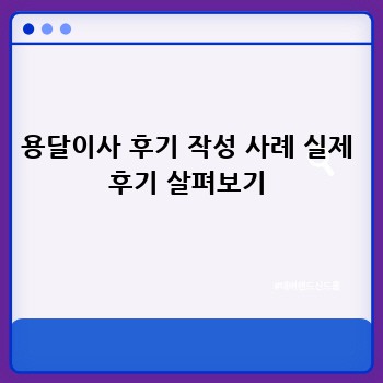용달이사 후기 작성 사례 실제 후기 살펴보기
